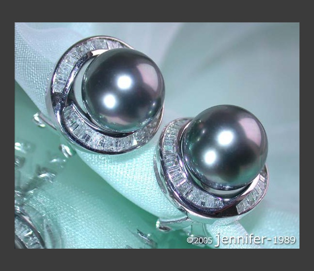Gorgeous Tahitian Pearl Studs with Diamonds Gorgeous Tahitian Pearl Studs with Diamonds