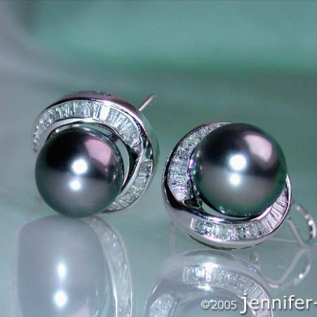 Tahitiperlen Ohrstecker mit Diamanten