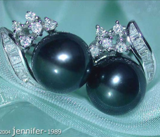 Highly Feminine Tahitian Pearl Studs With Diamonds