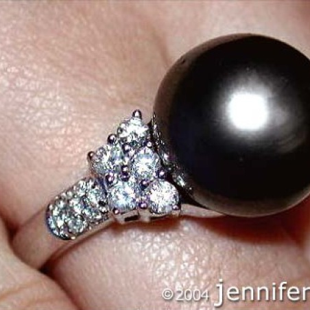 Tahitiperle Ring mit Brillanten