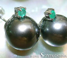Attractive Tahitian Pearl Studs with Emeralds