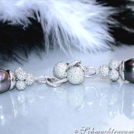 Exclusive Tahitian Pearl Dangling Earrings with Diamonds