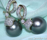 Elegante Tahitiperlen Brillanten Ohrringe in Gelbgold
