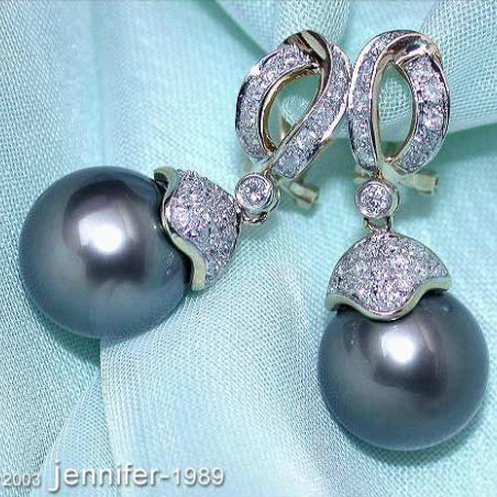 Elegante Tahitiperlen Brillanten Ohrringe in Gelbgold