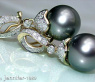 Elegante Tahitiperlen Brillanten Ohrringe in Gelbgold