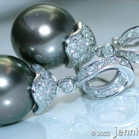 Elegante Tahitiperlen Brillanten Ohrringe in Weißgold
