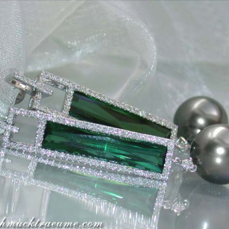 Tahitiperlen Ohrringe mit Turmalin und Brillanten