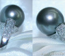 Superb Tahitian Pearl Ring with Diamond Collar