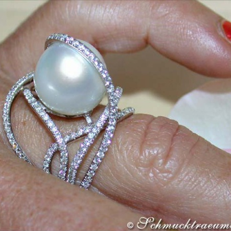 Südseeperle Ring mit Brillanten