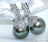 Stately Tahitian Pearl Diamond Earrings in White gold