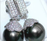 Stately Tahitian Pearl Diamond Earrings in White gold