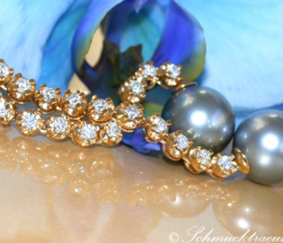 Long Dangling Earrings with Tahitian Pearls & Diamonds