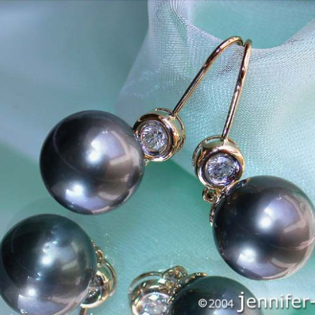 Tahitiperlen Ohrhänger mit Brillanten in Gelbgold 585