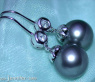 Pretty Tahitian Pearl Earrings with Diamonds in White gold 14k