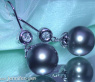 Pretty Tahitian Pearl Earrings with Diamonds in White gold 14k