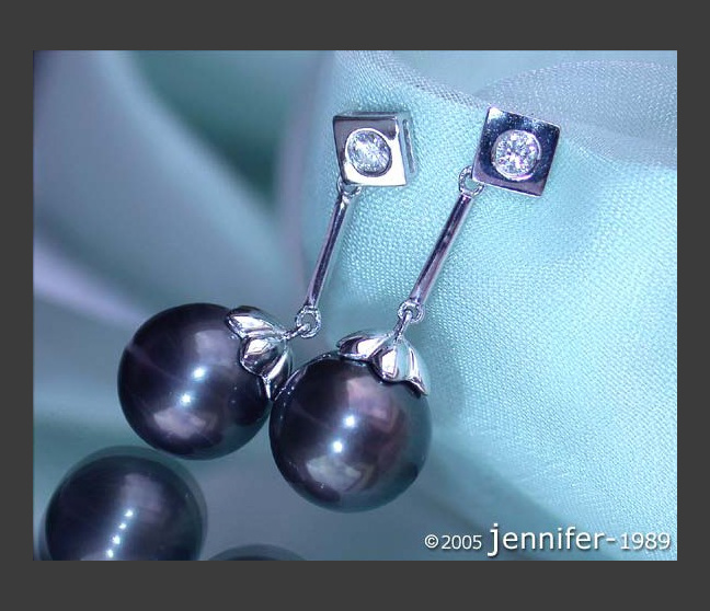 Enchanting Tahitian Pearl Earrings with Diamonds Enchanting Tahitian Pearl Earrings with Diamonds