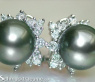 Pretty "Star" Studs with Tahitian Pearls & Diamonds