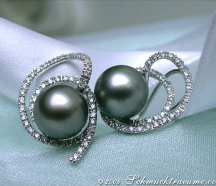 Playful Tahitian Pearl Diamond Studs