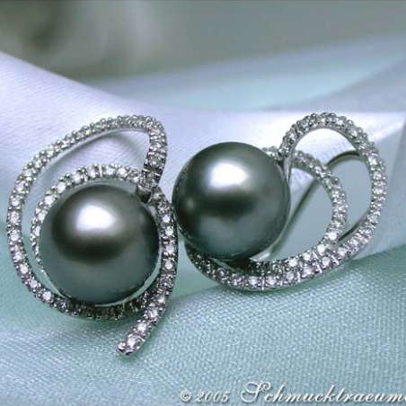 Playful Tahitian Pearl Diamond Studs