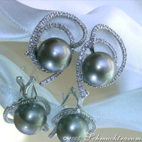 Playful Tahitian Pearl Diamond Studs