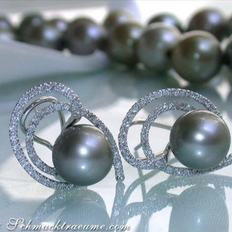 Playful Tahitian Pearl Diamond Studs