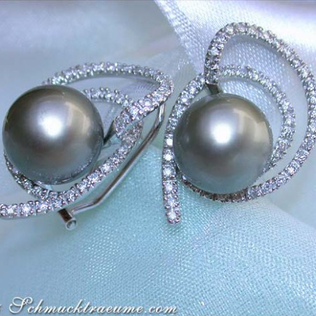 Playful Tahitian Pearl Diamond Studs