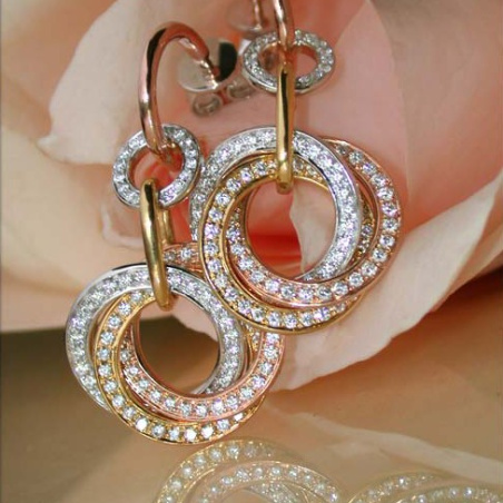 Triple Entwined Diamond Circle Earrings