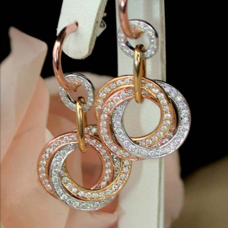 Triple Entwined Diamond Circle Earrings