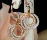 Triple Entwined Diamond Circle Earrings