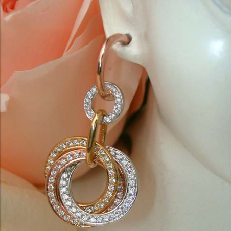 Triple Entwined Diamond Circle Earrings