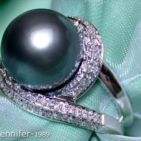 Stunning Tahitian Pearl Diamond Ring