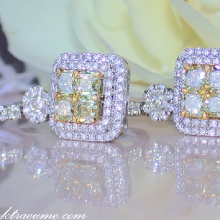 Beautiful Dangling Earrings with White & Yellow Diamonds