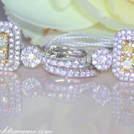 Beautiful Dangling Earrings with White & Yellow Diamonds