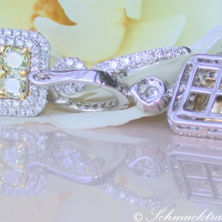 Beautiful Dangling Earrings with White & Yellow Diamonds