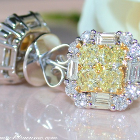 Gorgeous Yellow Diamond Stud Earrings