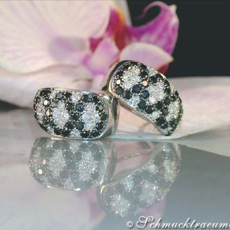 Rhombic Style Black and White Diamond Earrings