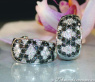 Rhombic Style Black and White Diamond Earrings