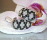 Rhombic Style Black and White Diamond Earrings
