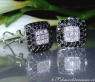 Simple Black & White Diamond Earrings (Square Style)