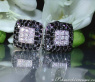 Simple Black & White Diamond Earrings (Square Style)