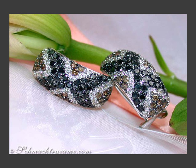 Earrings with black diamonds, white & natural brown diamonds Earrings with black diamonds, white & natural brown diamonds