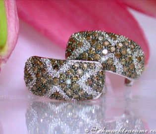 Gorgeous Natural Brown & White Diamond Huggie Earrings