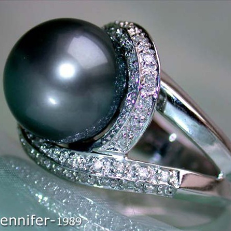 Stunning Tahitian Pearl Diamond Ring