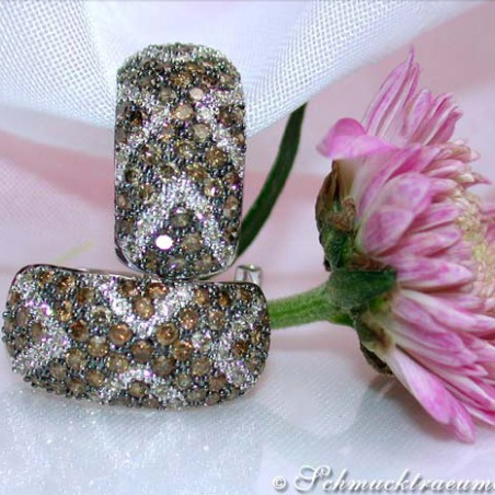 Gorgeous Natural Brown & White Diamond Huggie Earrings