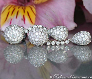 Pretty Pear and Ball Earrings with Diamonds