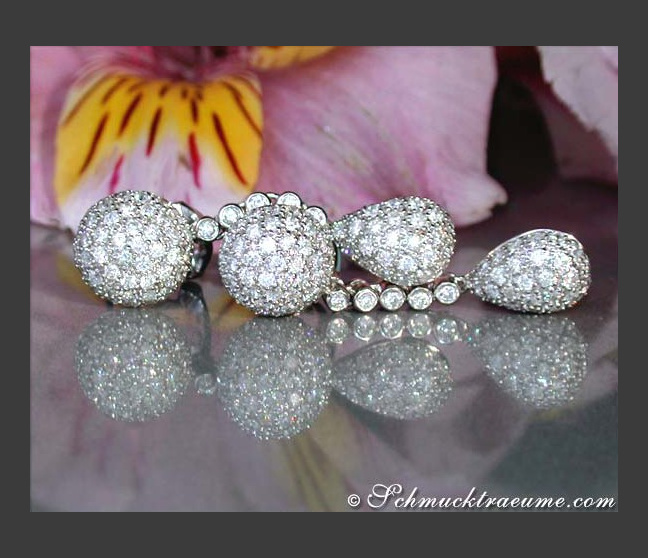 Pretty Pear and Ball Earrings with Diamonds Pretty Pear and Ball Earrings with Diamonds