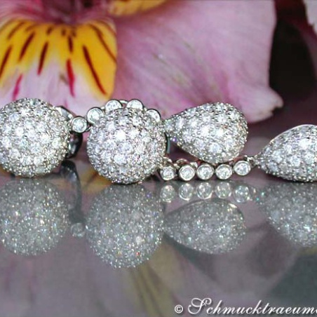 Pretty Pear and Ball Earrings with Diamonds
