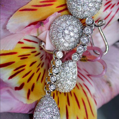 Pretty Pear and Ball Earrings with Diamonds