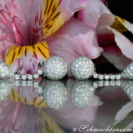 Pretty Pear and Ball Earrings with Diamonds