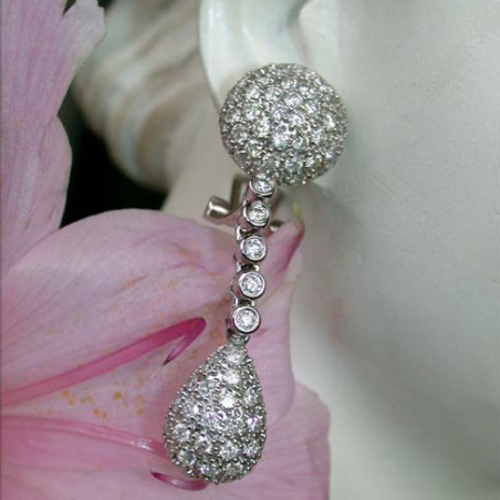 Pretty Pear and Ball Earrings with Diamonds